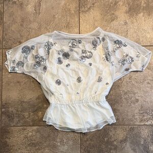 Dressbarn Brand Dotted Sequined White Blouse